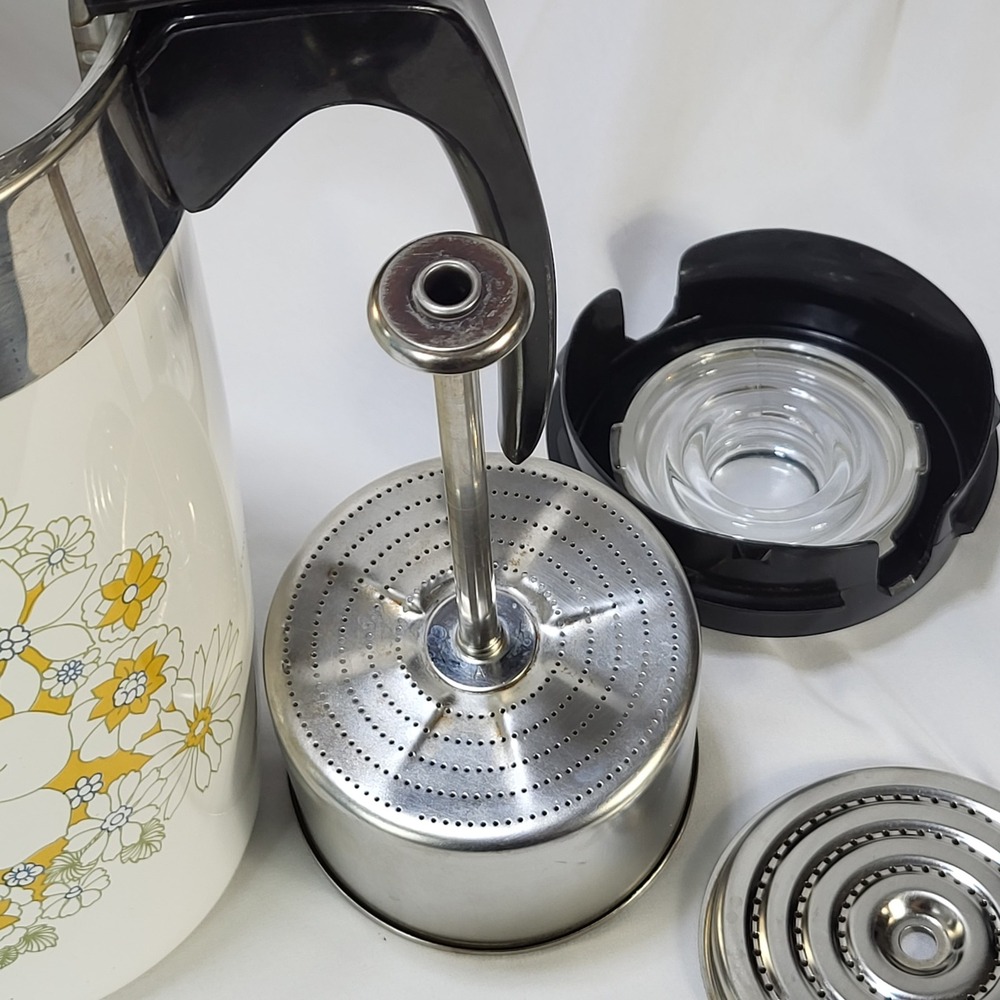 VTG 1970s Corning Ware Floral Bouquet 10 Cup Electromatic Percolator Coffee Pot - Picture 13 of 16